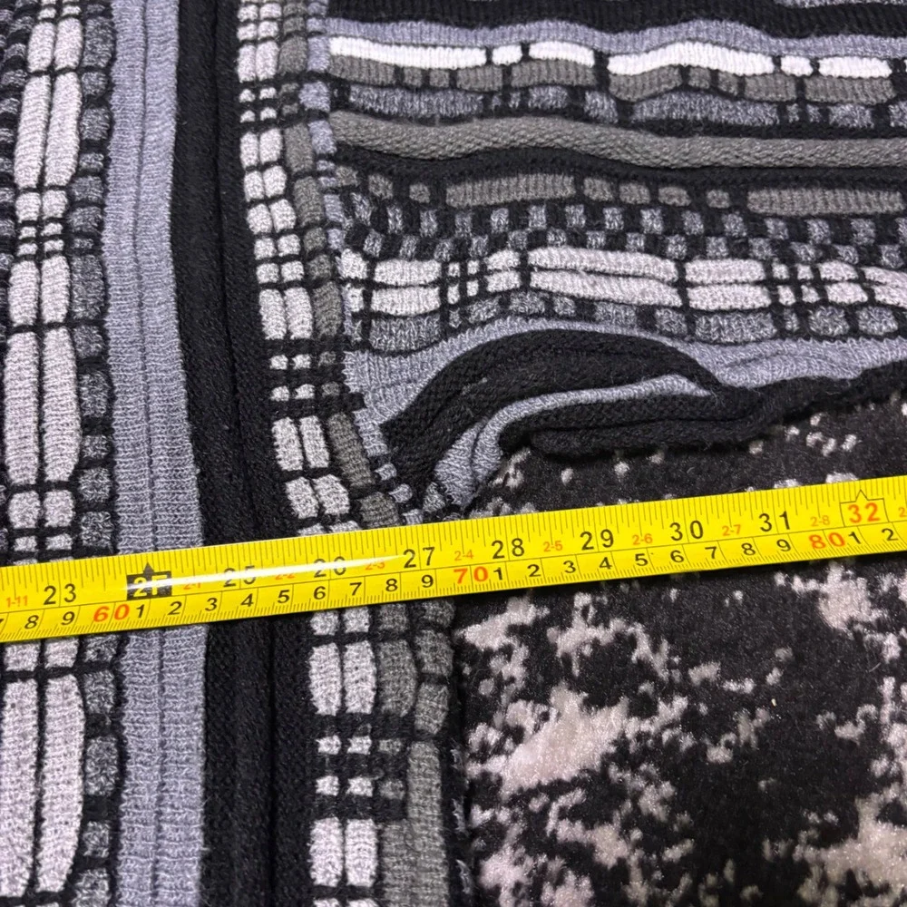 Vintage Megalos 3D Textured Knit Sweater Mens Black Grey Vertical Stripe XXL